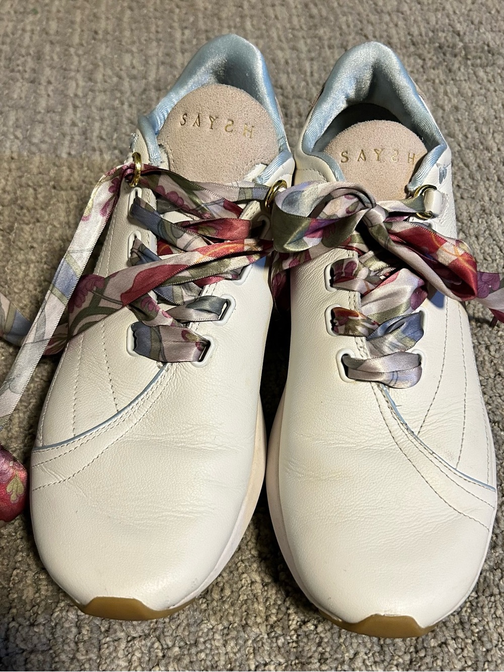 Saysh Two Leather Premium Sneakers with Satin Ribbon Laces